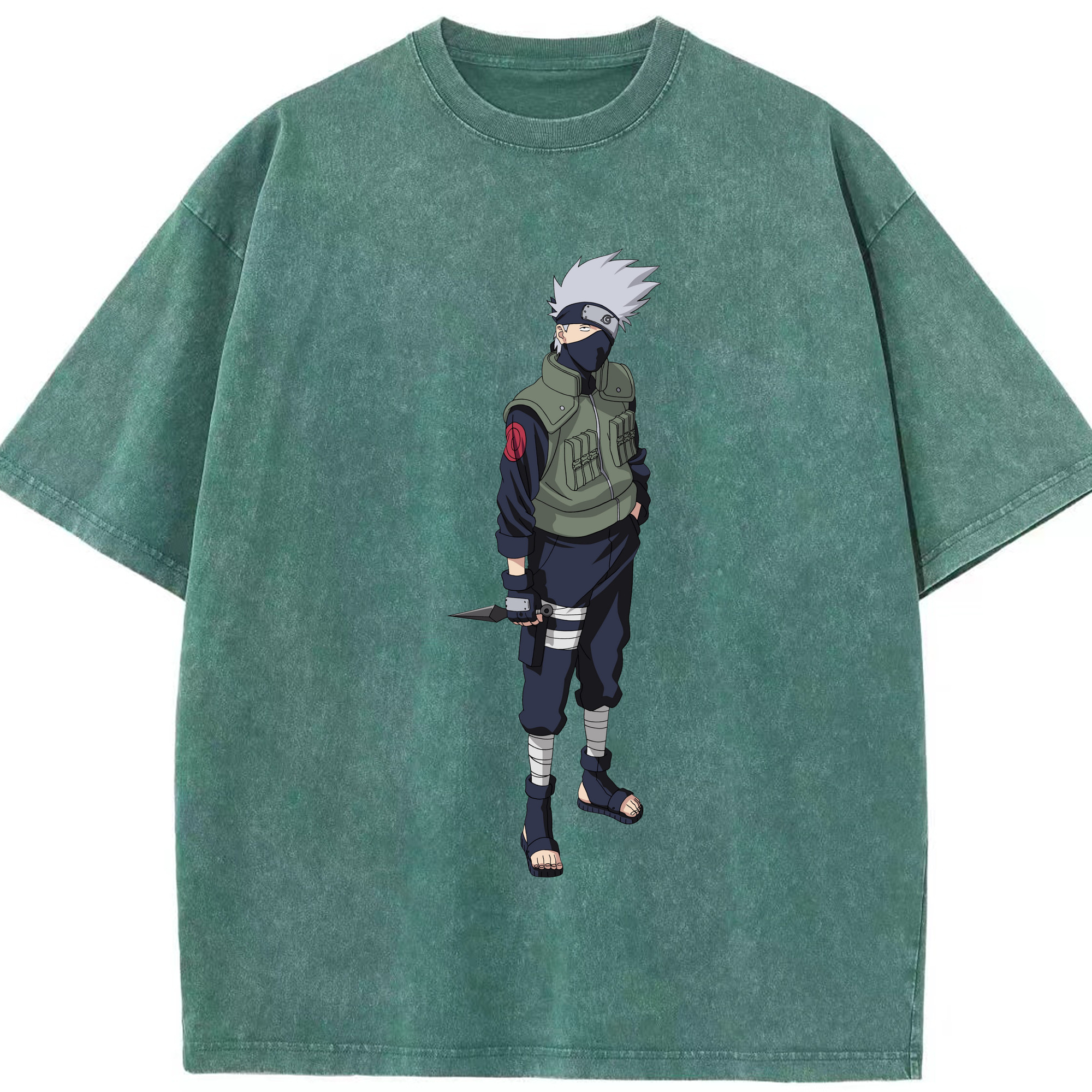 （画像用） NARUTO -ナルト- はたけ カカシ Hatake Kakashi 綿100% ヴィンテージ風 半袖Tシャツ（フロントプリント）